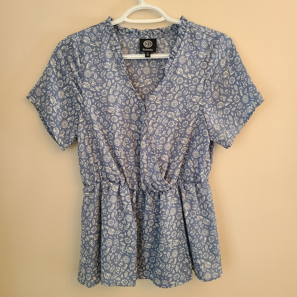 Blue Floral Peplum T